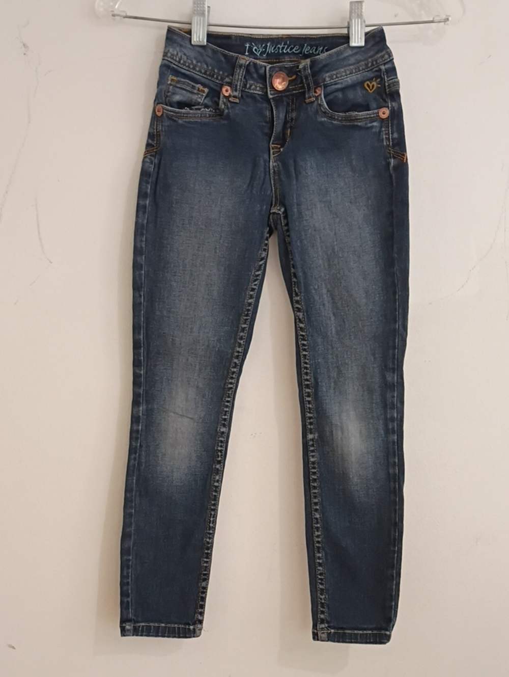 Justice Dark Blue Skinny Jeans with Faded Detail